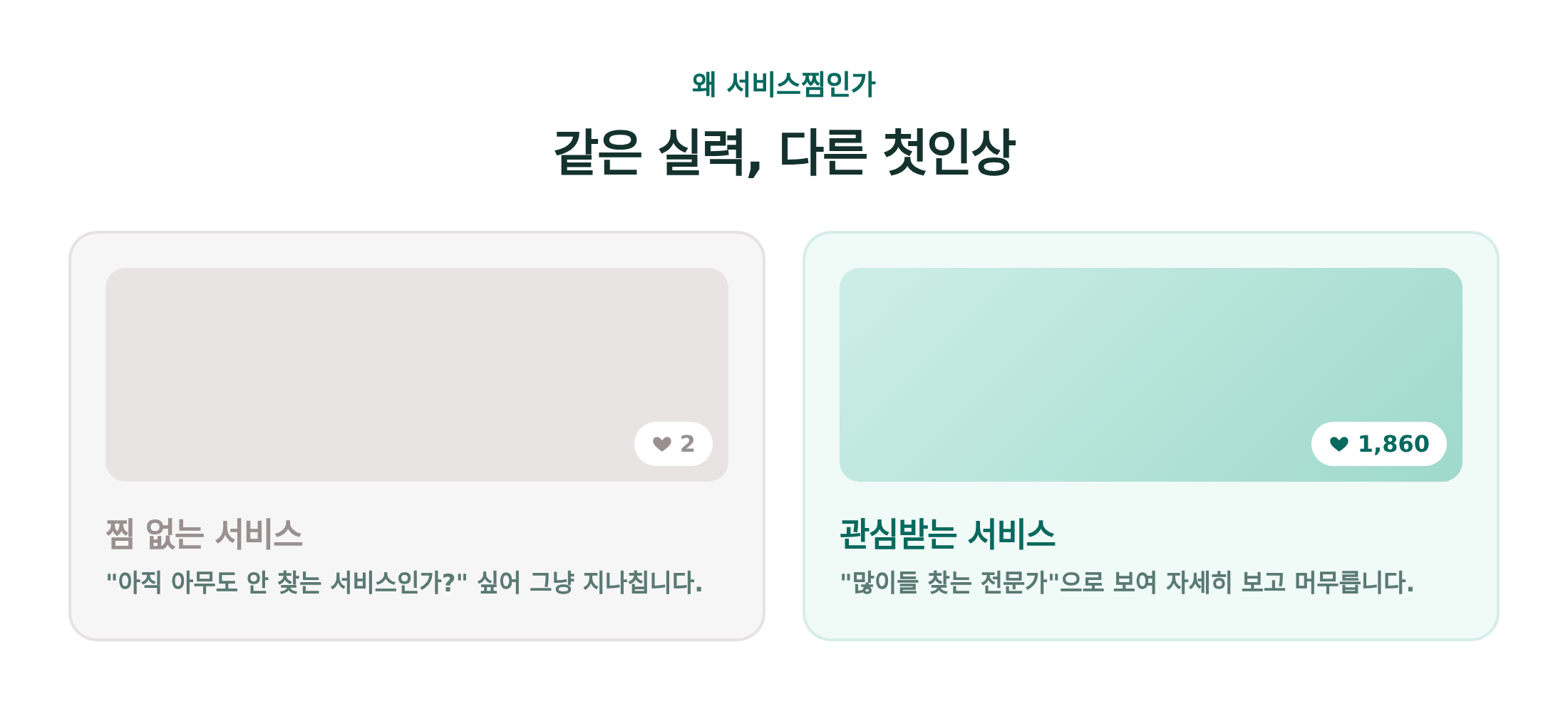 찜 없는 서비스와 찜 있는 서비스의 첫인상 차이